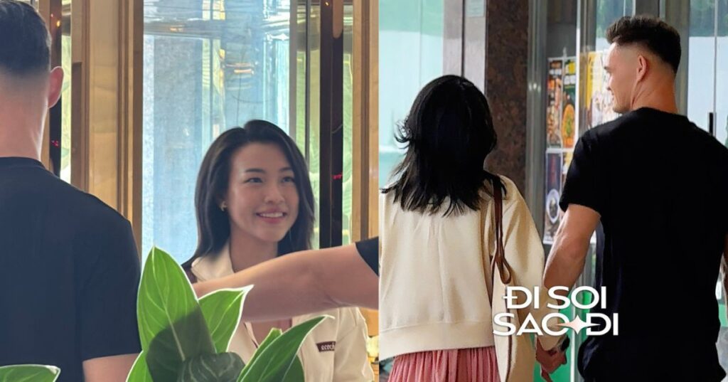 Bắt gặp thủ môn Lê Giang Patrik và MC Hoàng Oanh nắm tay tình tứ ở khách sạn