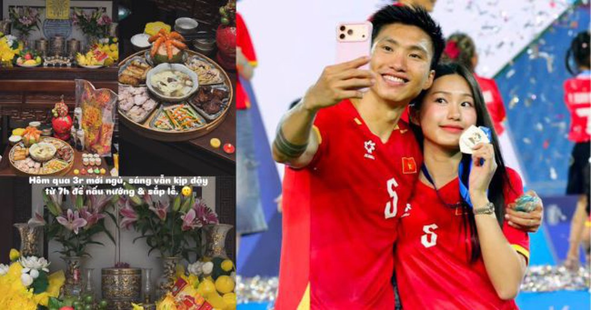 Thức tới 3 rưỡi sáng ăn mừng vô địch cùng Văn Hậu, sáng sớm Doãn Hải My vẫn tự tay chuẩn bị mâm cúng Rằm tháng 7, netizen chấm 10 điểm đảm đang