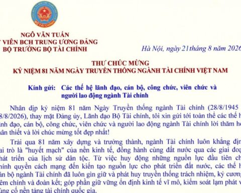 Thư chúc mừng của Bộ trưởng Bộ Tài chính Ngô Văn Tuấn nhân dịp kỷ niệm 81 năm Ngày Truyền thống ngành Tài chính