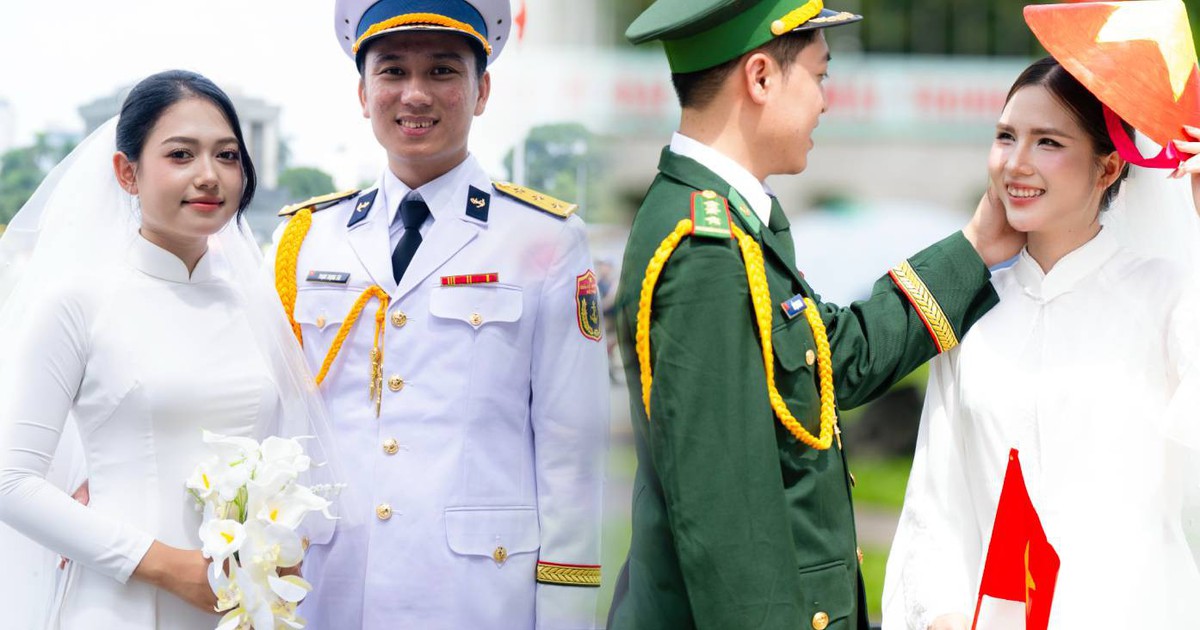Các cặp đôi chọn khoảnh khắc đặc biệt để chụp ảnh cưới bên Quảng trường Ba Đình sáng nay!