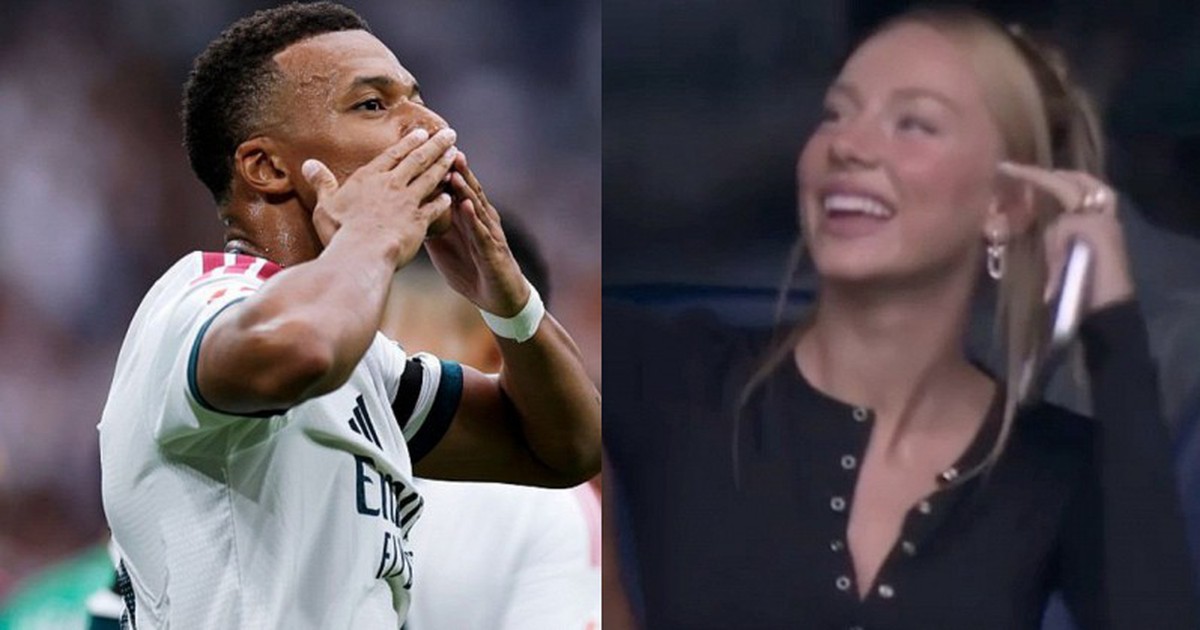 Mbappe vô-lê đẳng cấp rồi ăn mừng hướng về mỹ nhân Tây Ban Nha Ester Exposito đang nhảy lên reo hò trên khán đài