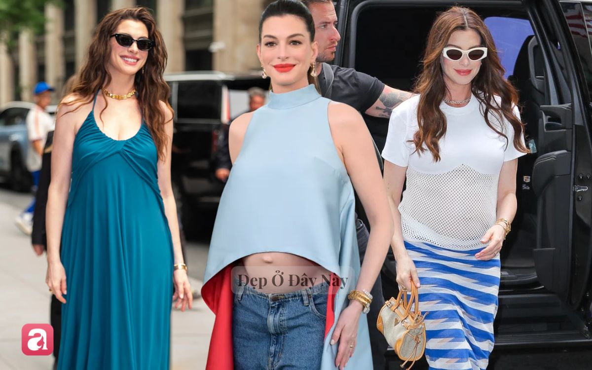 Đúng là "bà bầu đẹp nhất Hollywood": Anne Hathaway lên đồ càng tối giản càng sang - Ảnh 1.