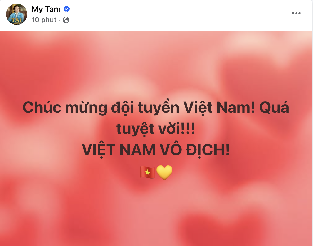 Mỹ Tâm và cả showbiz ăn mừng ĐT Việt Nam vô địch Đông Nam Á, Hoà Minzy check-in SVĐ Mỹ Đình, Diệu Nhi hẹn "đi bão" - Ảnh 13.