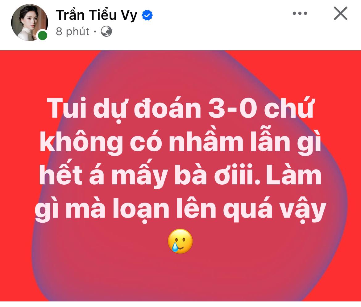 Dàn sao sau chiến thắng của đội tuyển Việt Nam: Tiểu Vy đính chính gấp, Mỹ Tâm vỡ oà, 1 nàng hậu xuống phố!- Ảnh 1.