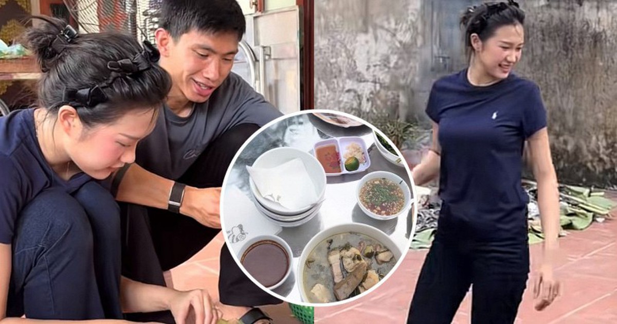 Doãn Hải My tất bật vào bếp nấu cỗ khi về quê Văn Hậu, visual vẫn sáng bừng