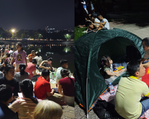 Pháo hoa chưa bắn, Công viên Thống Nhất đã đông nghịt: Người dân dựng lều, trải thảm ngồi chờ