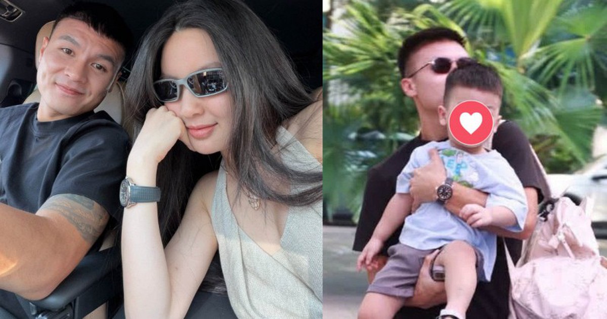Quang Hải “xả vai” cầu thủ, cùng Chu Thanh Huyền đưa con trai đi học ngày đầu năm học mới