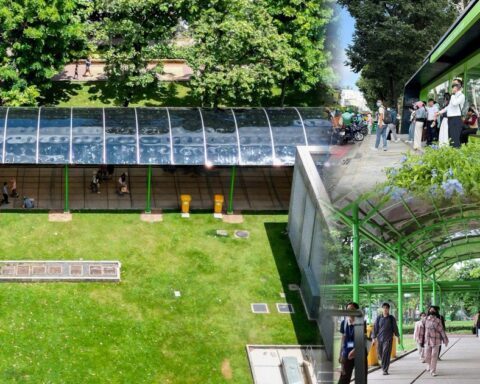 Cận cảnh mái che, nhà chờ tiện ích nối trạm xe buýt với ga metro