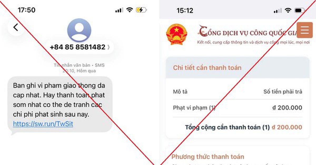 Giả danh cơ quan Công an gửi tin nhắn “phạt nguội” kèm đường link giả mạo