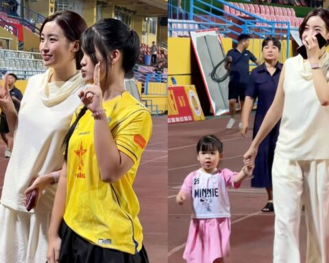 Đỗ Mỹ Linh khoe nhan sắc rạng rỡ, ngại ngùng chạy lên xế hộp “trốn” cam thường sau trận đấu của Hà Nội FC