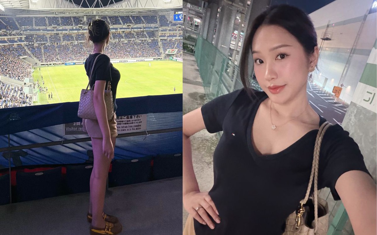 Doãn Hải My khoe đôi chân dài nuột nà khi sang Nhật Bản cổ vũ Văn Hậu thi đấu