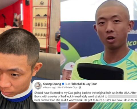 Vừa đổi kiểu tóc được ít ngày, Quang Dương Pickleball đã phải trở lại với kiểu đầu quen thuộc