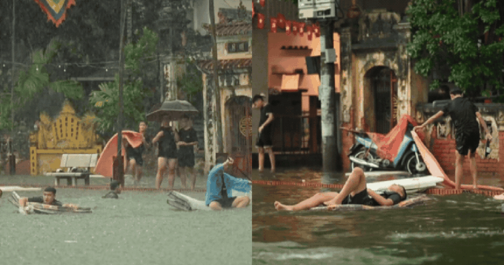 Cảnh lạ ở Văn Quán sau ngày Hà Nội mưa xối xả, đường Triều Khúc cũng biến thành bể bơi khổng lồ
