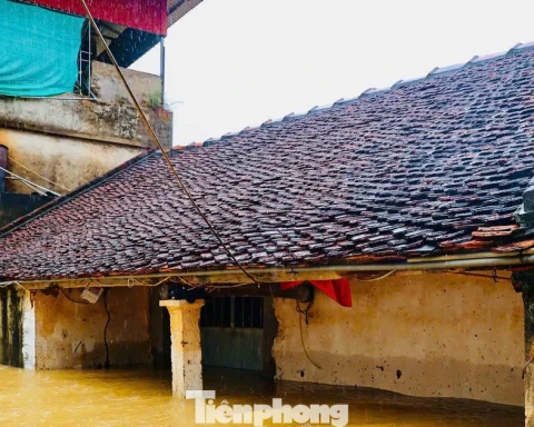 Hà Nội: Ngập gần tới mái nhà, người dân tất tả chạy lũ