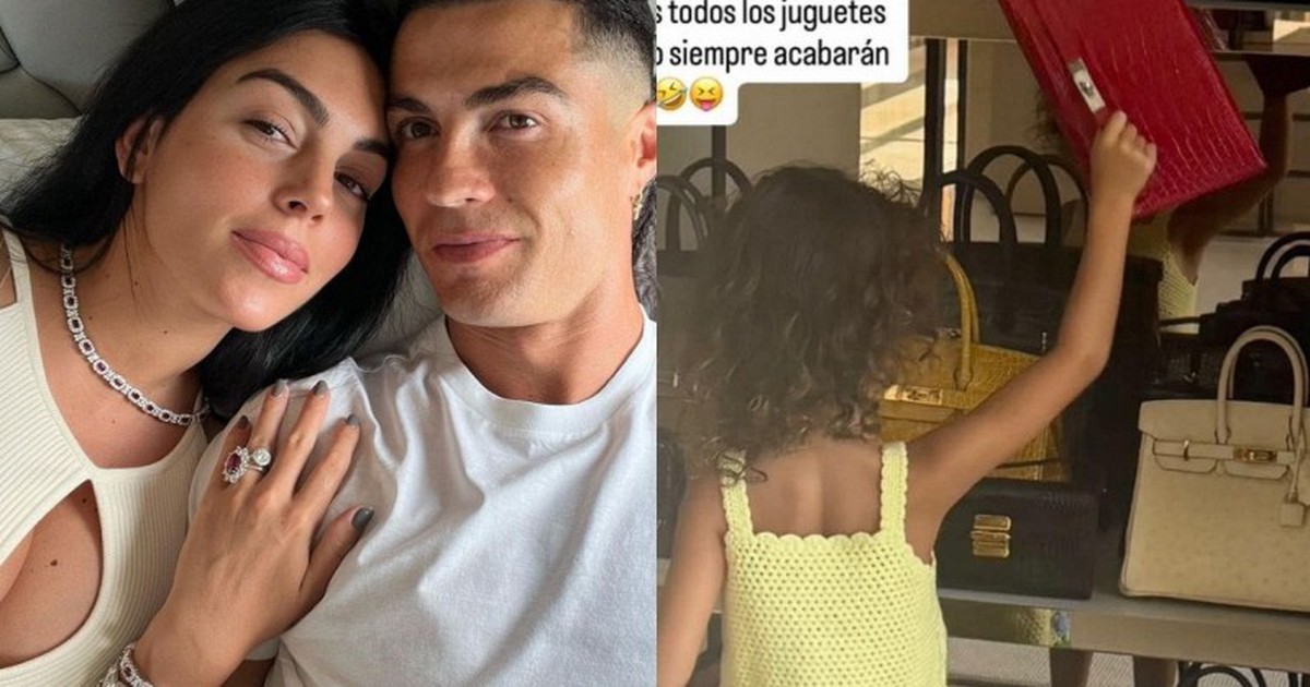 “Rich kid” nhà Ronaldo lấy túi Hermes làm đồ chơi