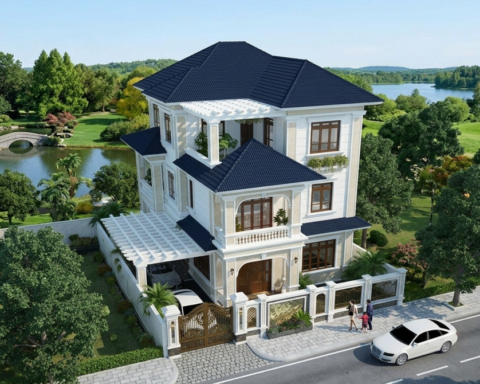Chi phí nhà mái Nhật 3 tầng 90m² tân cổ điển bao nhiêu?