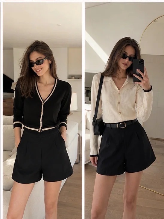 8 công thức phối đồ không thể sai với quần short đen- Ảnh 5.