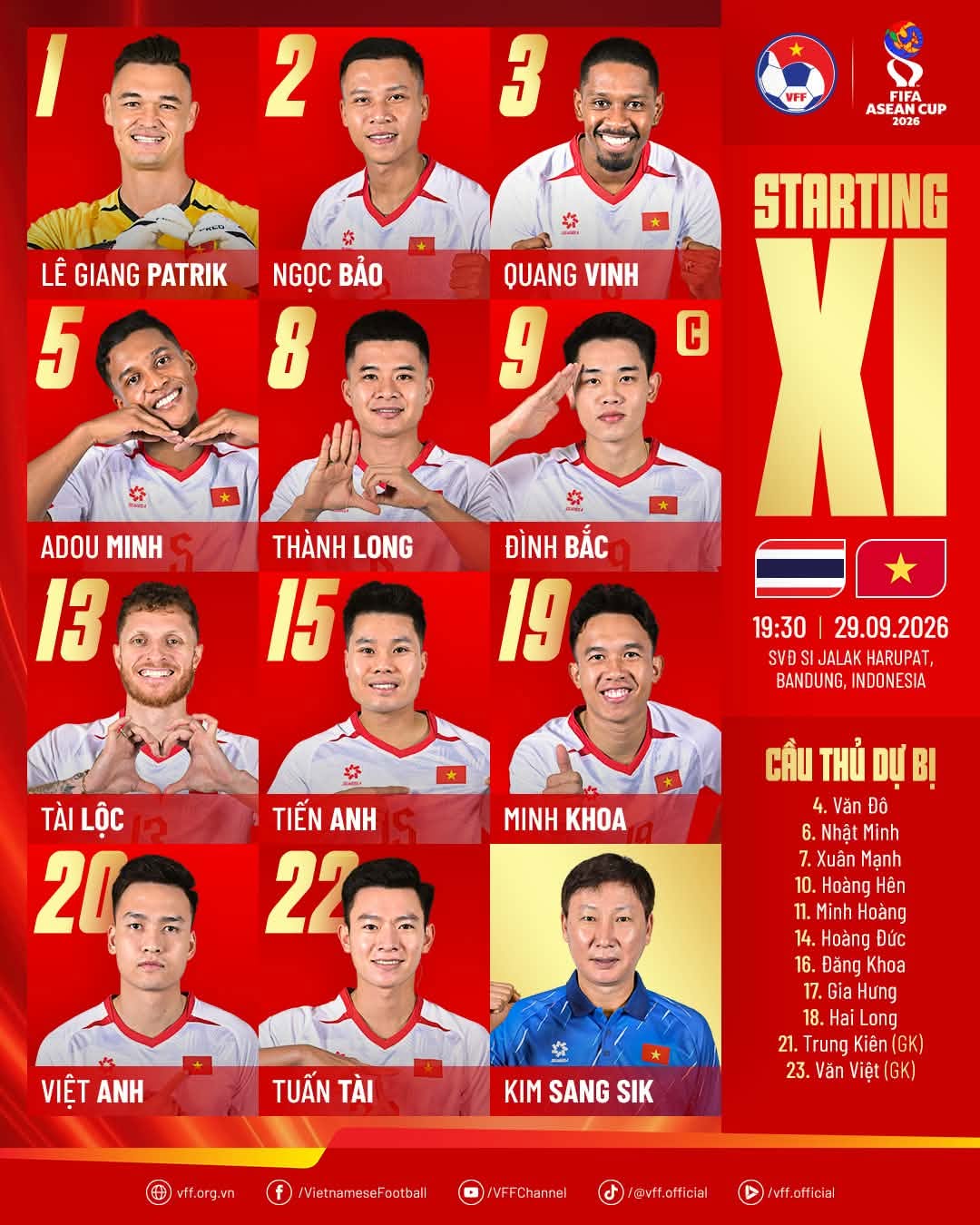 Diễn biến ĐT Việt Nam vs Thái Lan tại FIFA ASEAN Cup: Đình Bắc, Tài Lộc đá chính - Ảnh 1.