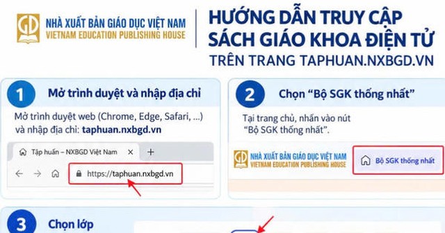 Cách truy cập, sử dụng sách giáo khoa điện tử theo lớp, môn học