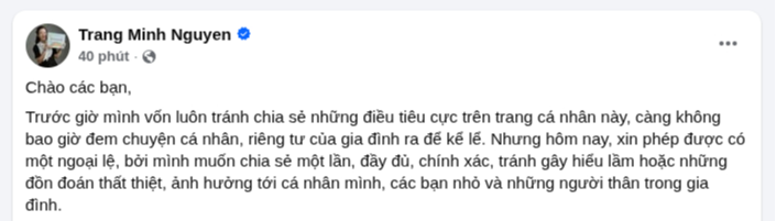 MC Minh Trang, founder Làng Háo Hức, thông báo ly hôn - Ảnh 1.