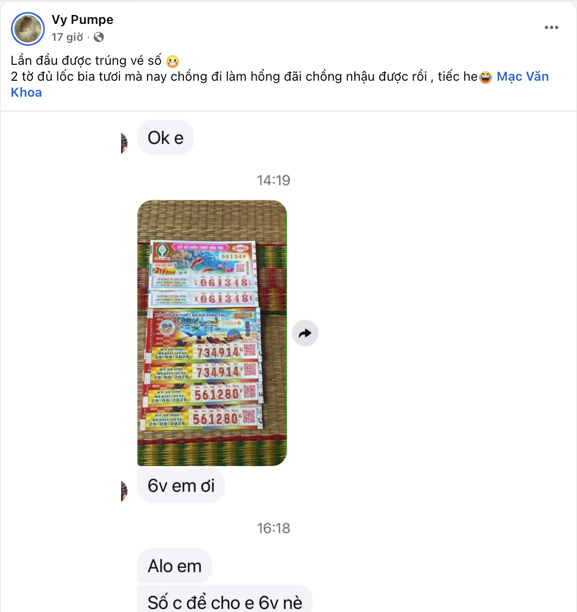 Vợ Mạc Văn Khoa trúng số - Ảnh 1.
