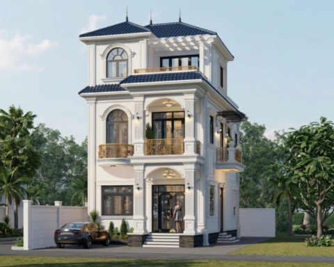 Chi phí xây nhà mái Nhật 2 tầng 1 tum 100m² bao nhiêu?