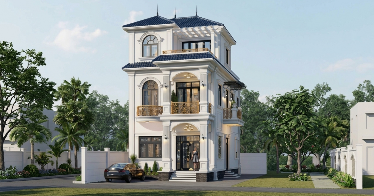 Chi phí xây nhà mái Nhật 2 tầng 1 tum 100m² bao nhiêu?