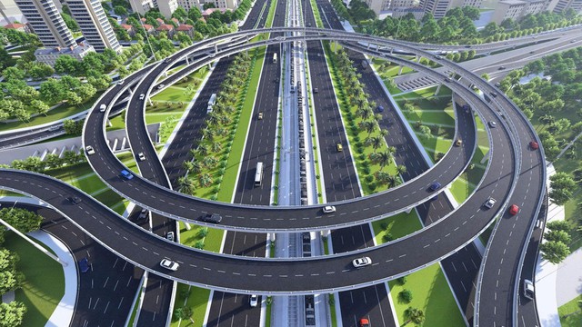 Ngay giữa Đại lộ dài nhất, rộng nhất Việt Nam với 16 làn xe đẹp như Châu Âu đang hình thành 1 nút giao hiện đại, thiết kế đẹp mắt, nằm gần loạt đại đô thị của 