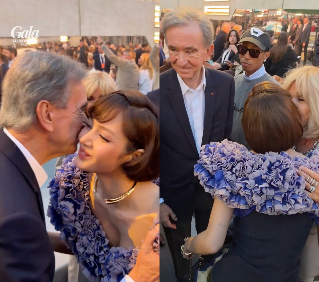 Lisa hôn má chào hỏi bố của 