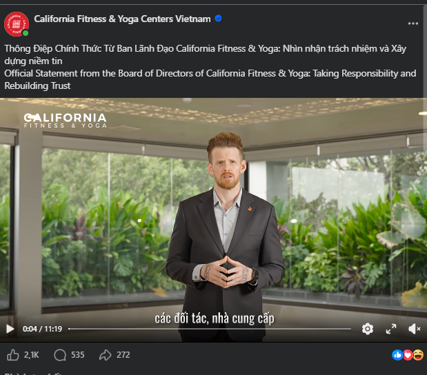 Ông chủ California Fitness thừa nhận sai lầm: 